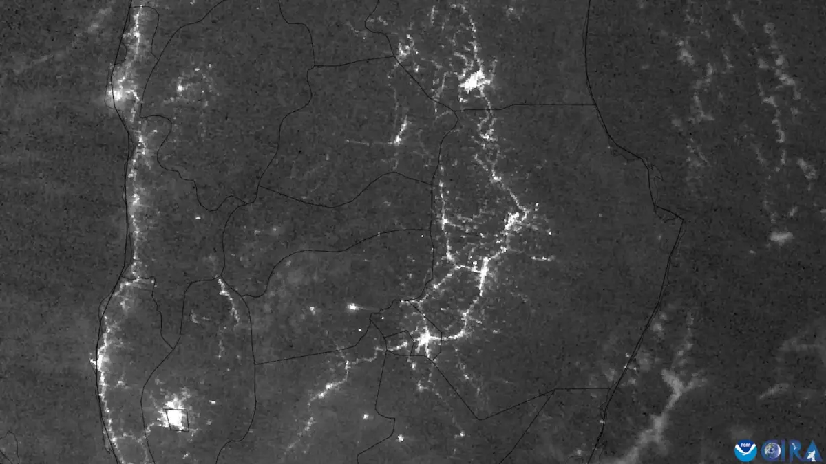 Satellite view of power outages in the Philippines after a typhoon