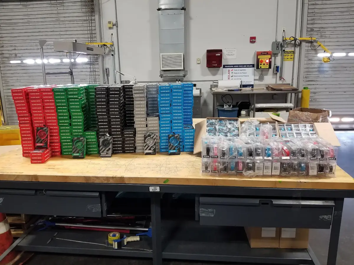 Counterfeit goods seized by customs officers